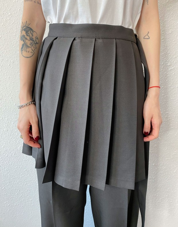 Grey Pleated Skirt Layer #241128