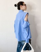 Blue Button Up Shoulder Shirt #241129