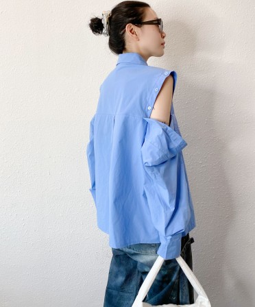 Blue Button Up Shoulder Shirt #241129