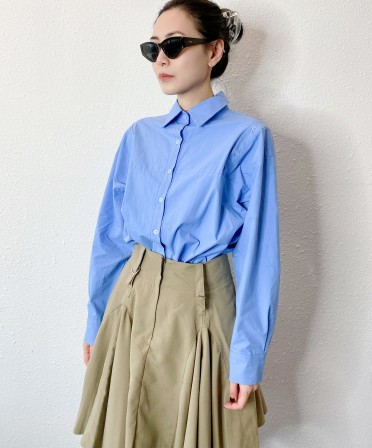 Blue Button Up Shoulder Shirt #241129