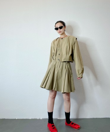 Khaki Pleated Jacket #241134