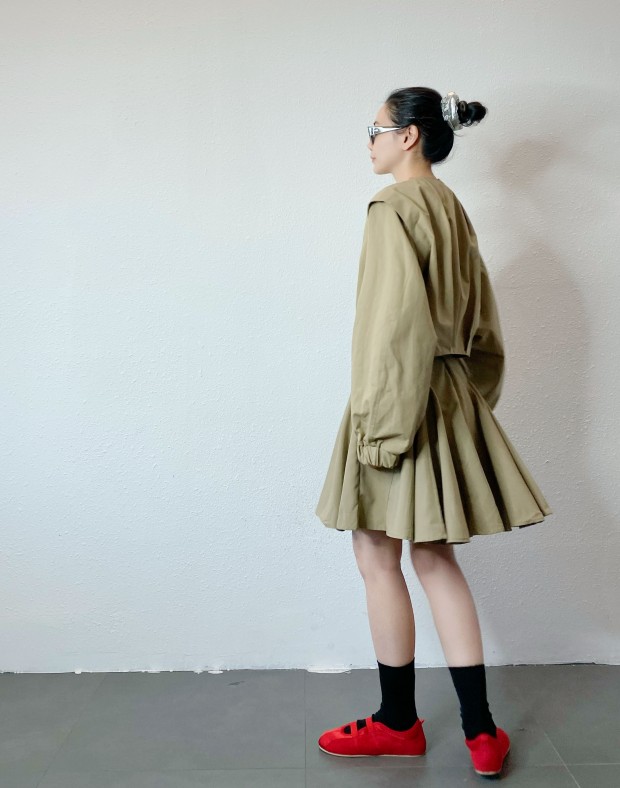 Khaki Pleated Jacket #241134