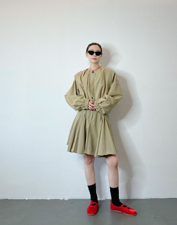 Khaki Pleated Jacket #241134