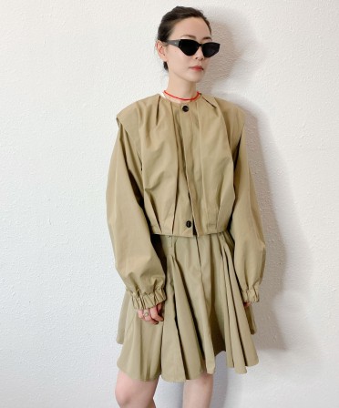 Khaki Pleated Jacket #241134