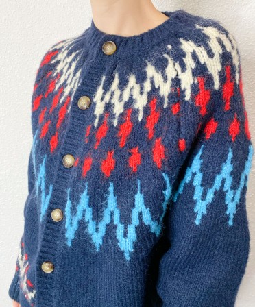 Navy Pattern Cardigan #241138