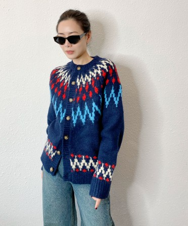 Navy Pattern Cardigan #241138