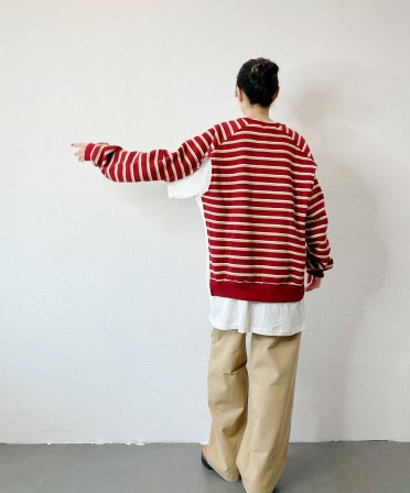 Red Stripe 2 Ways Sweater #241147