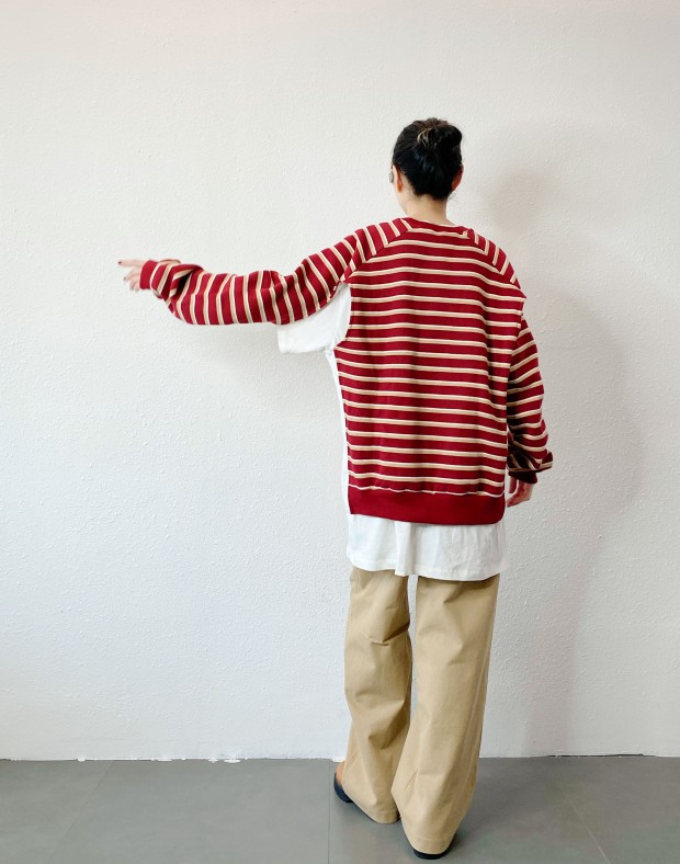 Red Stripe 2 Ways Sweater #241147