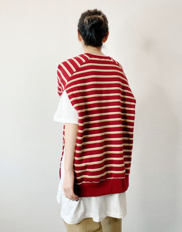 Red Stripe 2 Ways Sweater #241147