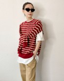 Red Stripe 2 Ways Sweater #241147