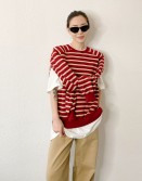 Red Stripe 2 Ways Sweater #241147