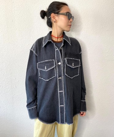 Raw Edge Denim Shirt #241150