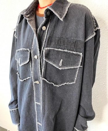 Raw Edge Denim Shirt #241150