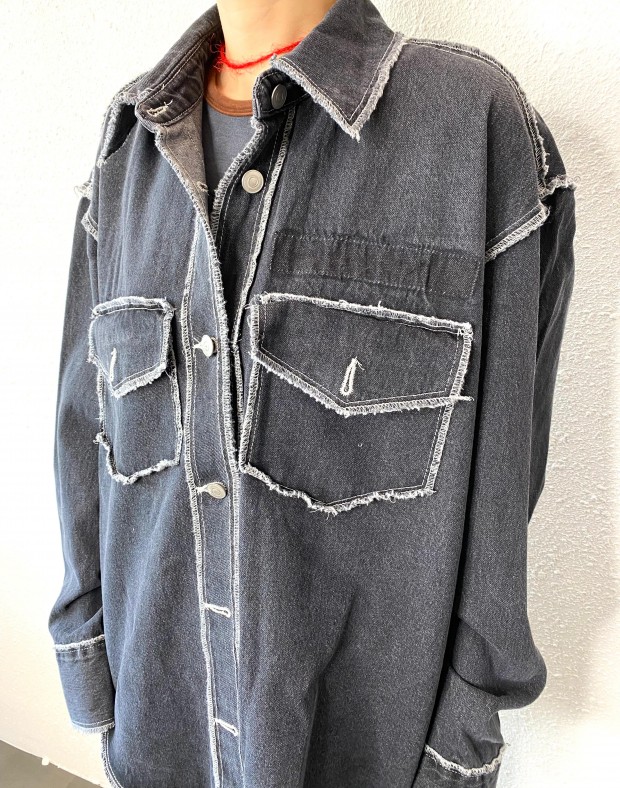 Raw Edge Denim Shirt #241150