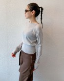 Grey Off Shoulder Knit #241002