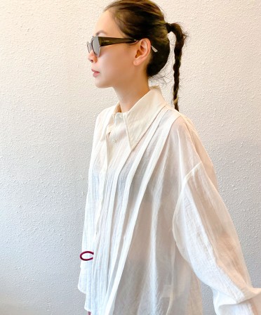 White Pleated Shirt #241003