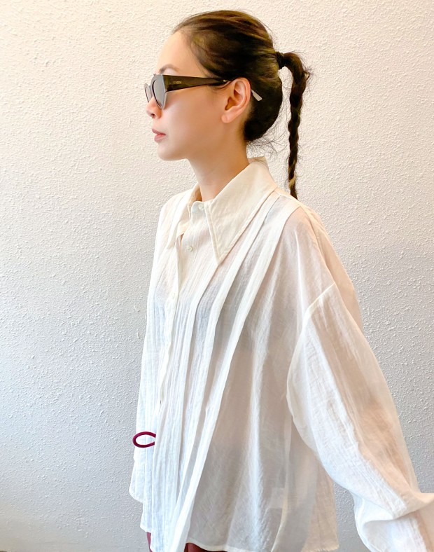 White Pleated Shirt #241003