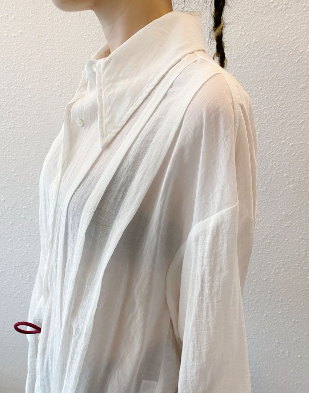 White Pleated Shirt #241003