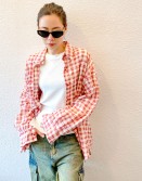 Red Checkers Wrinkle Shirt #241005