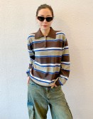 Blue Stripe Polo Knit #241009