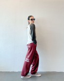 Burgundy Printed Sweat Pants #241016