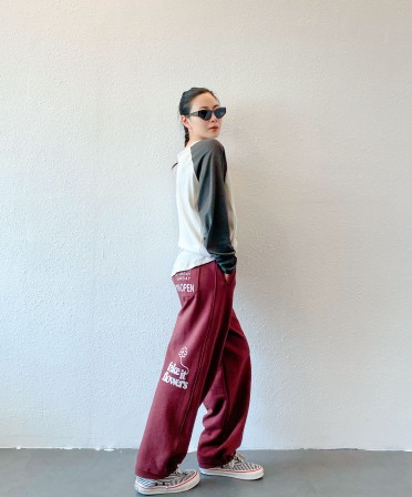 Burgundy Printed Sweat Pants #241016