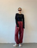 Burgundy Printed Sweat Pants #241016