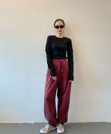 Burgundy Printed Sweat Pants #241016