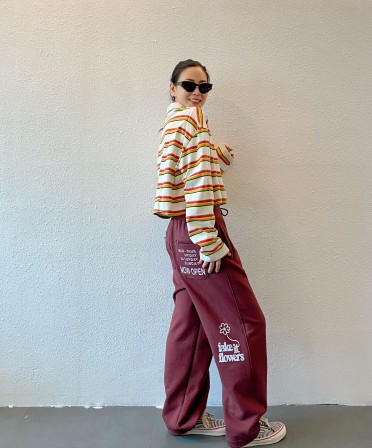 Burgundy Printed Sweat Pants #241016