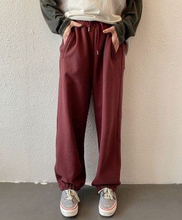 Burgundy Printed Sweat Pants #241016