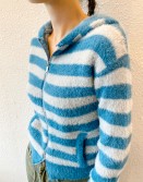 Blue Furry Stripe Cardigan #241023