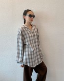 Grey Oversized Checker Shirt #241024