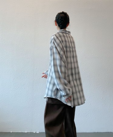 Grey Oversized Checker Shirt #241024