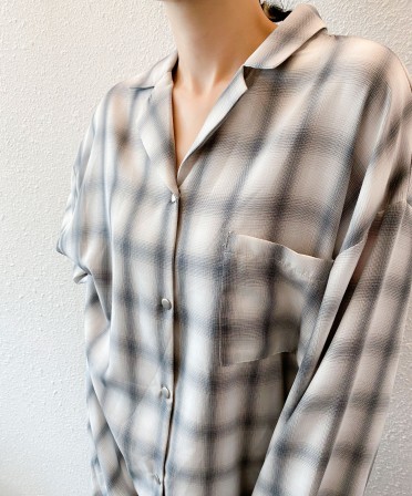 Grey Oversized Checker Shirt #241024