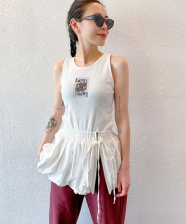 White Poker Ribbed Vest #241027