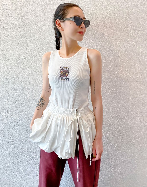 White Poker Ribbed Vest #241027