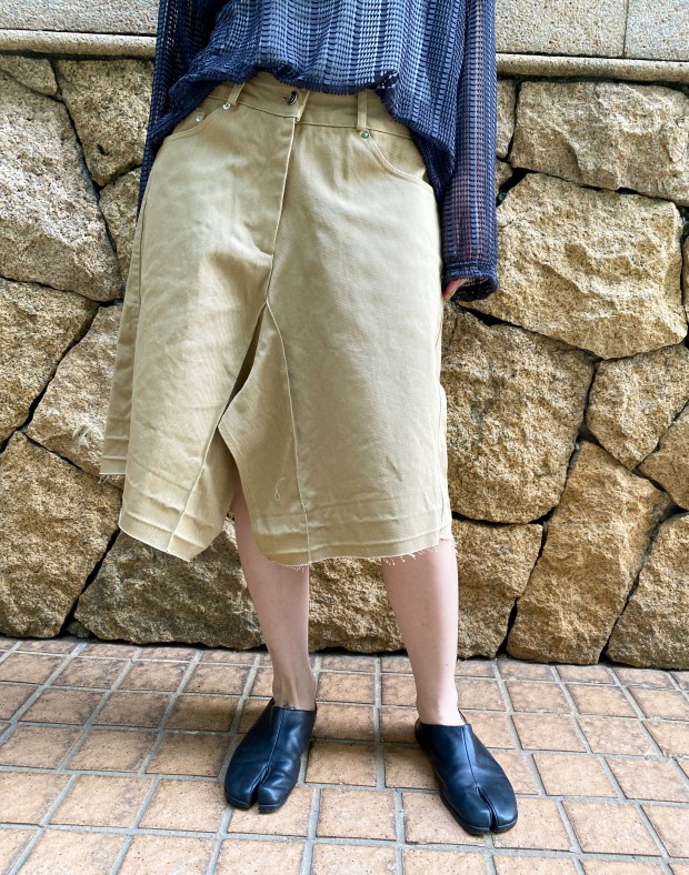 Beige Shorts Style Skirt #241030