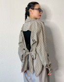 Stripy Ribbon Back Shirt #240904