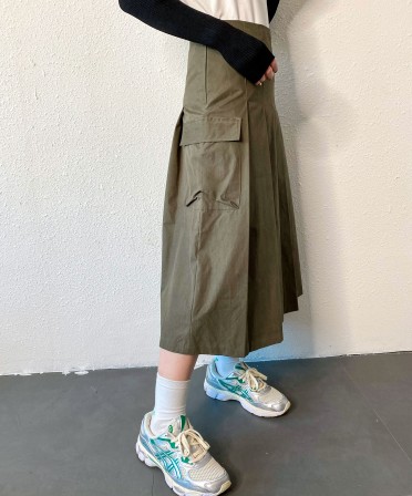 Olive Pleated Skirt #240905