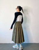 Olive Pleated Skirt #240905