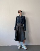 Charcoal Pleated Dripped Skirt #240911