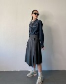 Charcoal Pleated Dripped Skirt #240911