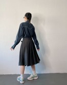 Charcoal Pleated Dripped Skirt #240911