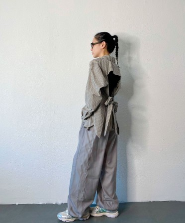 Grey Organza Layered Pants #240931