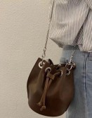 Brown Calf Leather Bucket Bag #230132